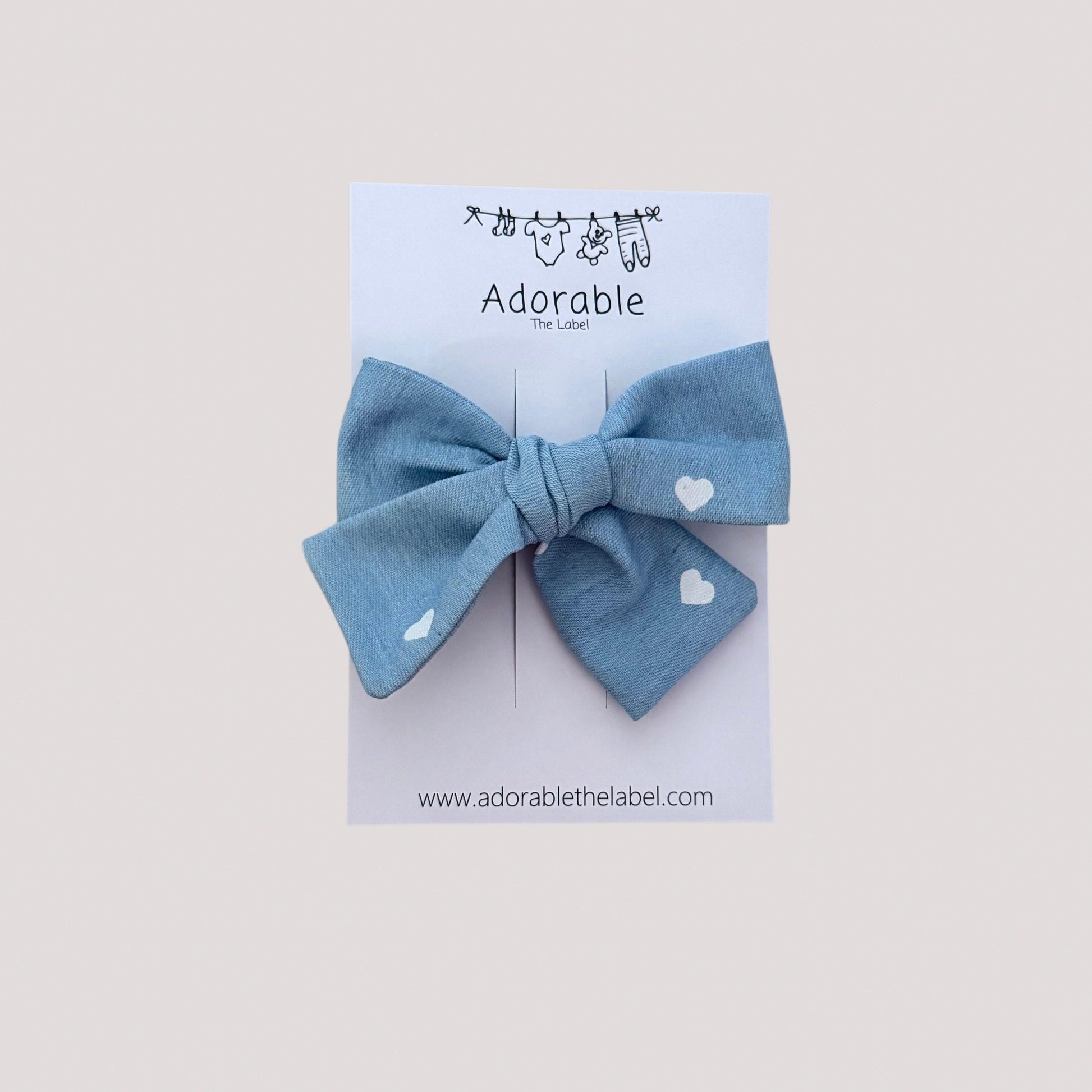 LARGE BOW - DENIM HEART - adorablethelabel