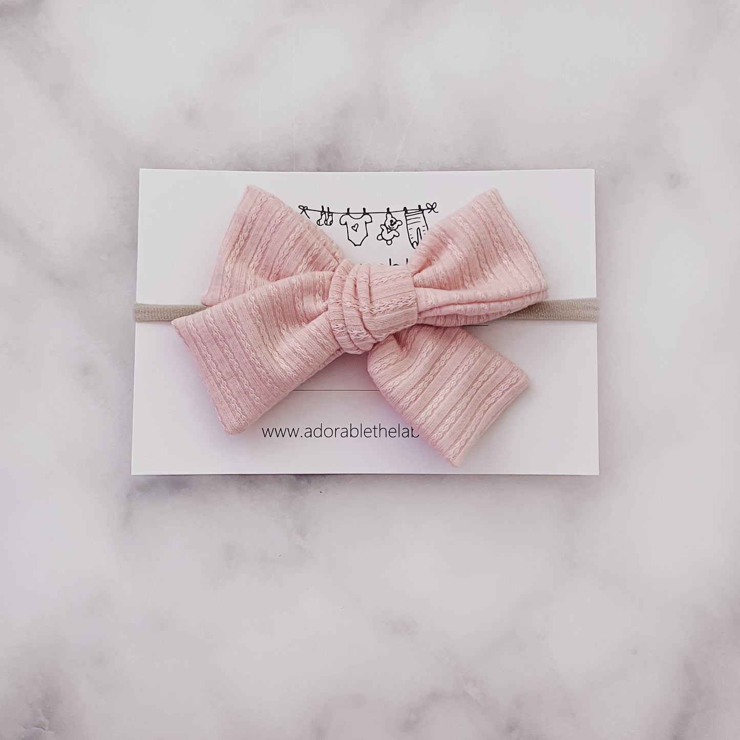 LARGE BOW - POINTELLE ROSA