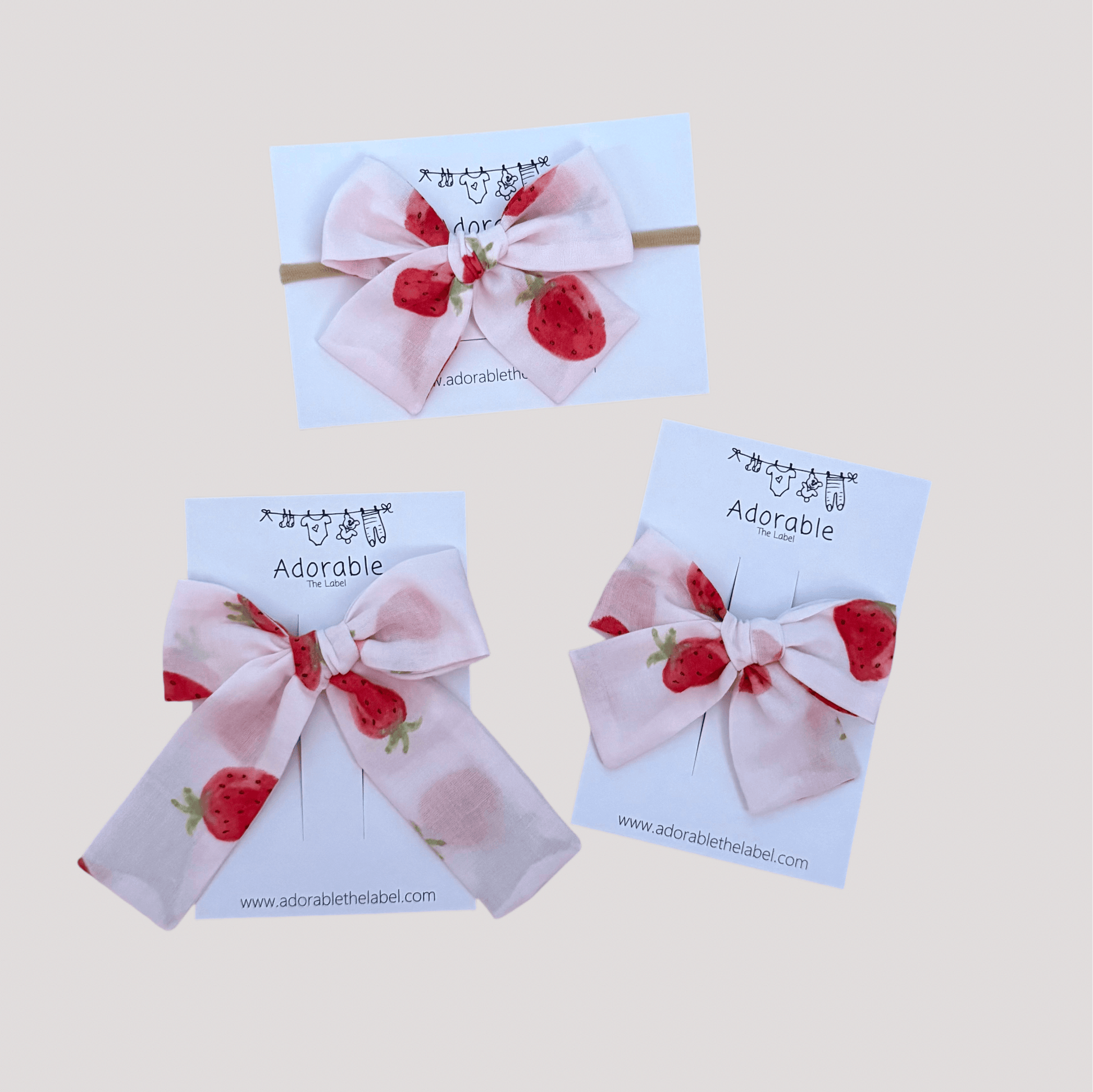 LARGE BOW - STRAWBERRY - adorablethelabel