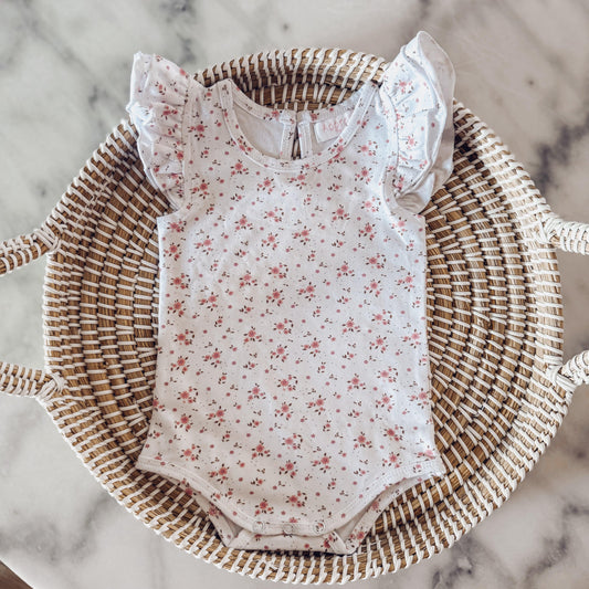 ADORABLE ESSENTIALS FLUTTER KEYHOLE BODYSUIT - ADORABLE BOUQUET - adorablethelabel