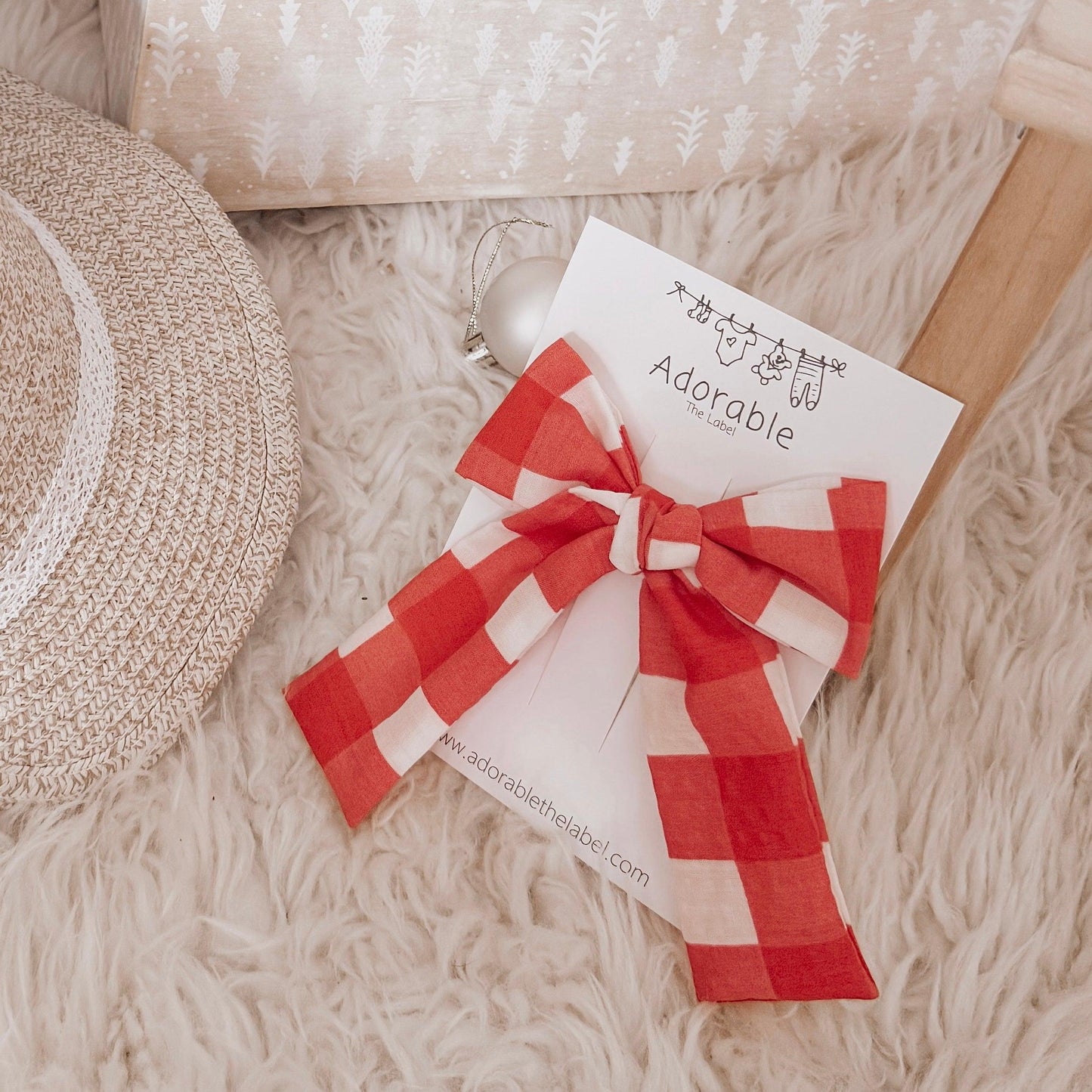 LARGE BOW - RED GINGHAM - adorablethelabel