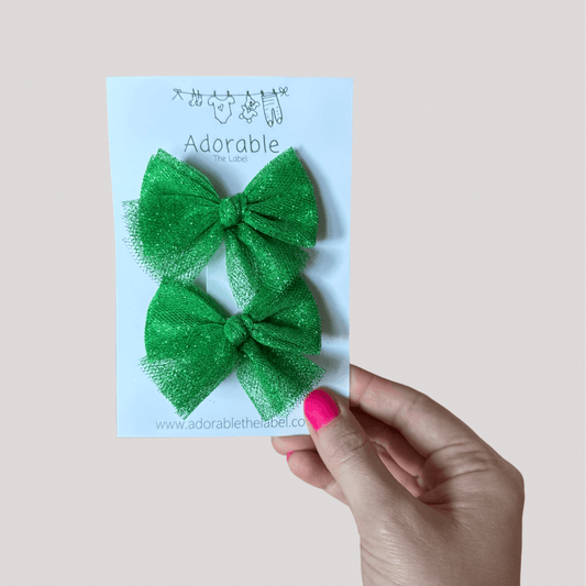 LIMITED EDITION TULLE BOWS - EMERALD TWINKLE - adorablethelabel