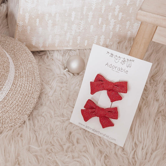 MINI BOWS - RED GLITZ - adorablethelabel