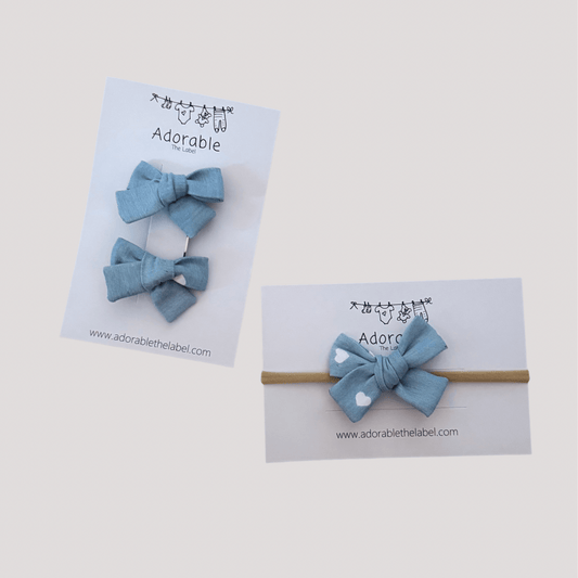 MINI BOWS - DENIM HEART - adorablethelabel