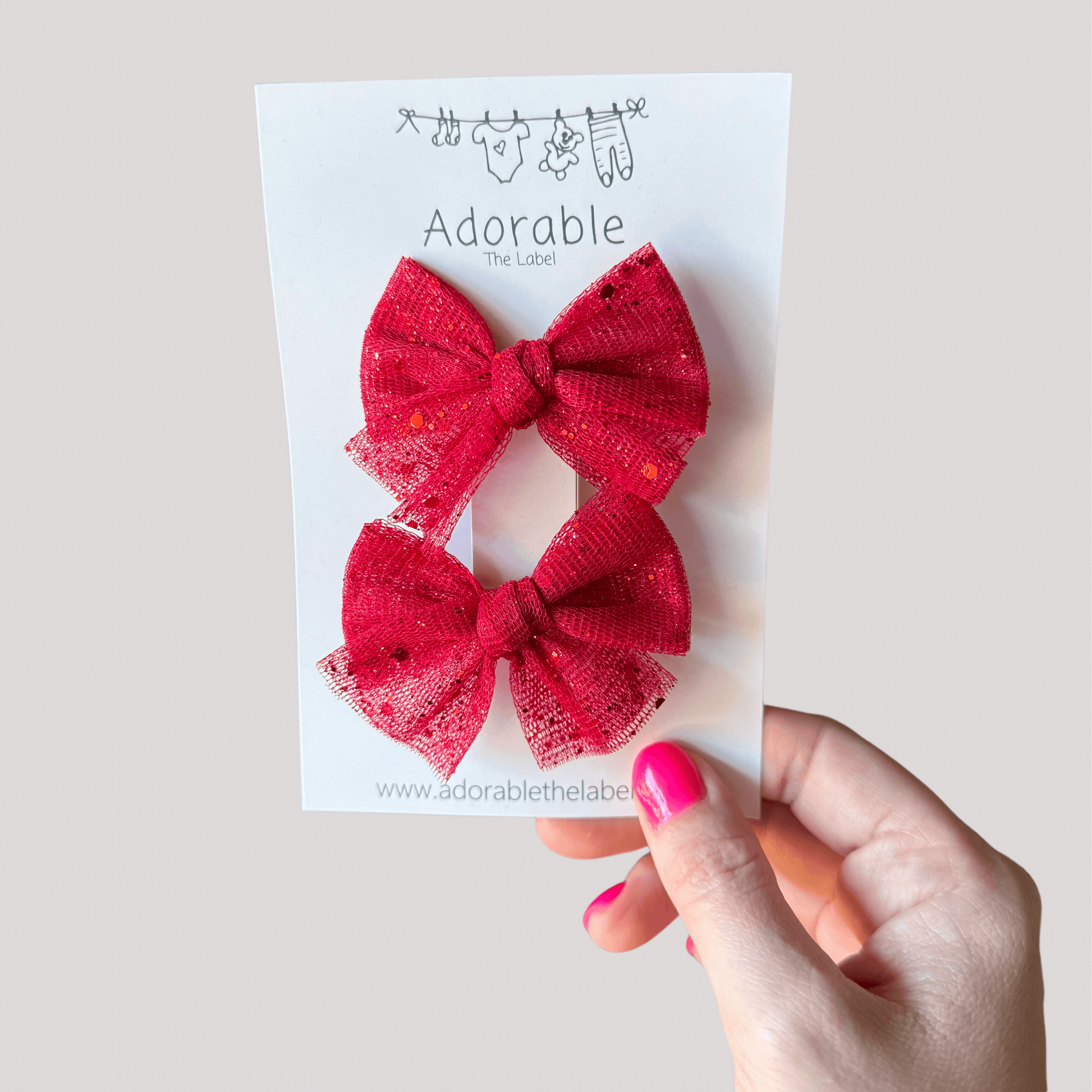 LIMITED EDITION TULLE BOWS - RED TWINKLE - adorablethelabel