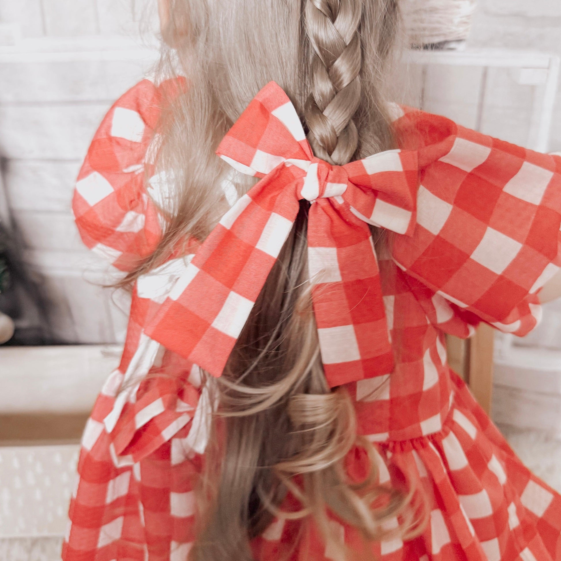 LARGE BOW - RED GINGHAM - adorablethelabel