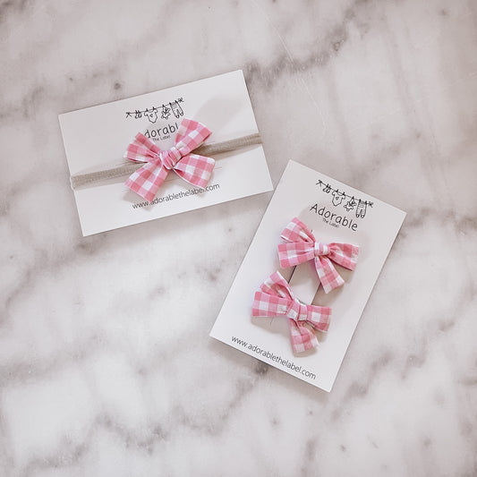 LIMITED EDITION MINI BOWS - PINK GINGHAM