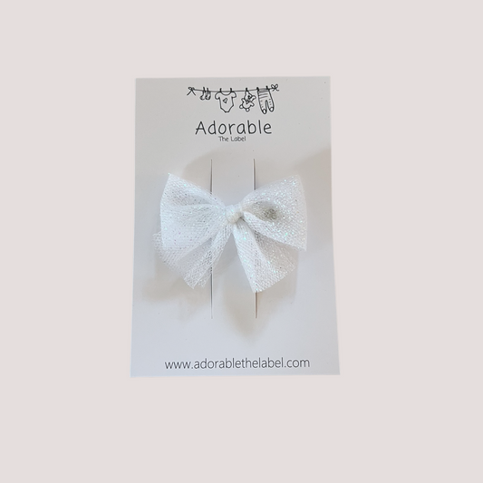 LIMITED EDITION TULLE BOWS - WHITE TWINKLE