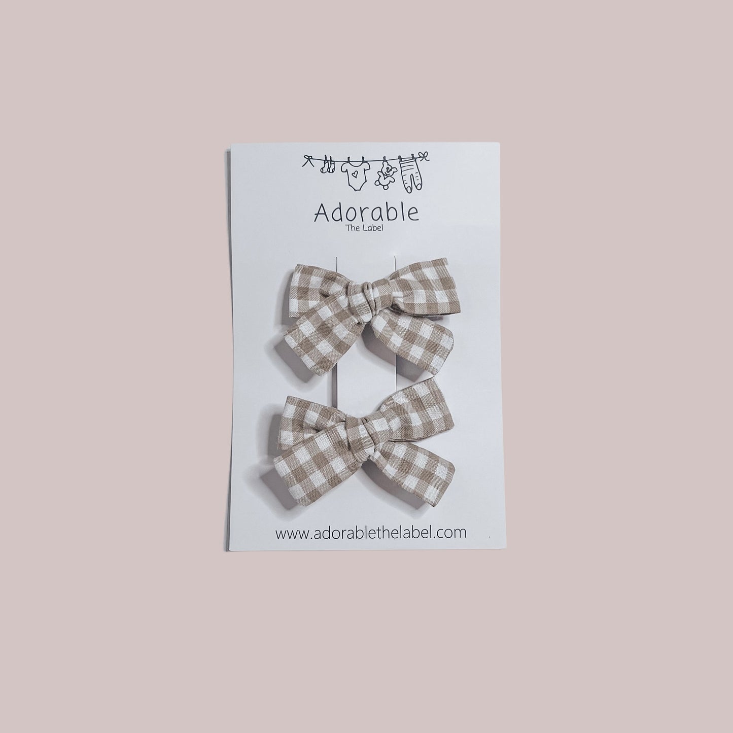 LIMITED EDITION MINI BOWS - NEUTRAL GINGHAM