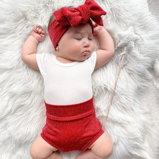 ADORABLE CHRISTMAS - OVERSIZED TOPKNOT - RED GLITZ
