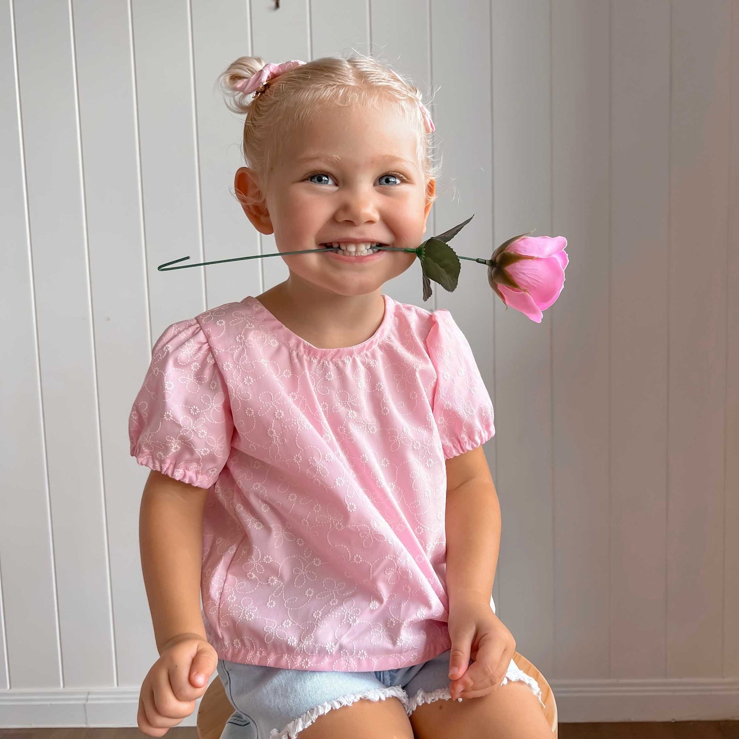 PUFF SLEEVE TOP - PINK PETAL